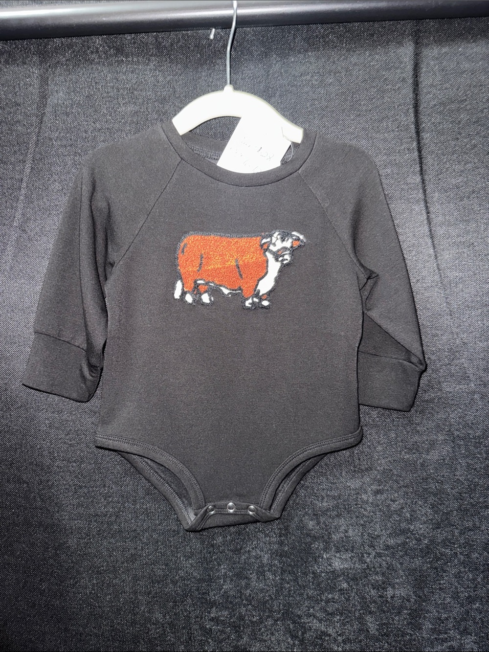 Black Baby One-Piece with Cow